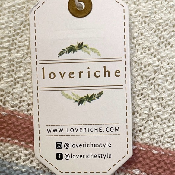 Loveriche Sweater Size Small Cream Multi Color Stripes Acrylic Blend Womens Knit - Picture 7 of 8